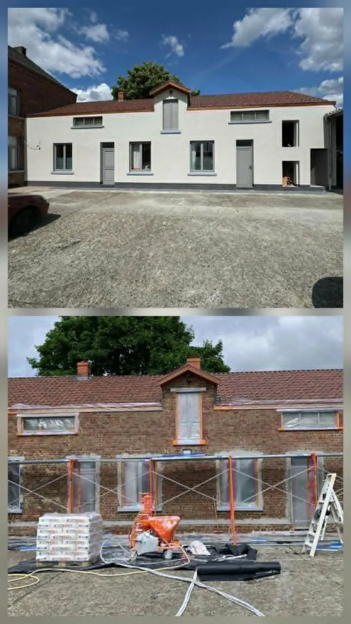Façade isolée par l'extérieur avec enduit de finition à Charleroi, CDL Isolation et Crépi