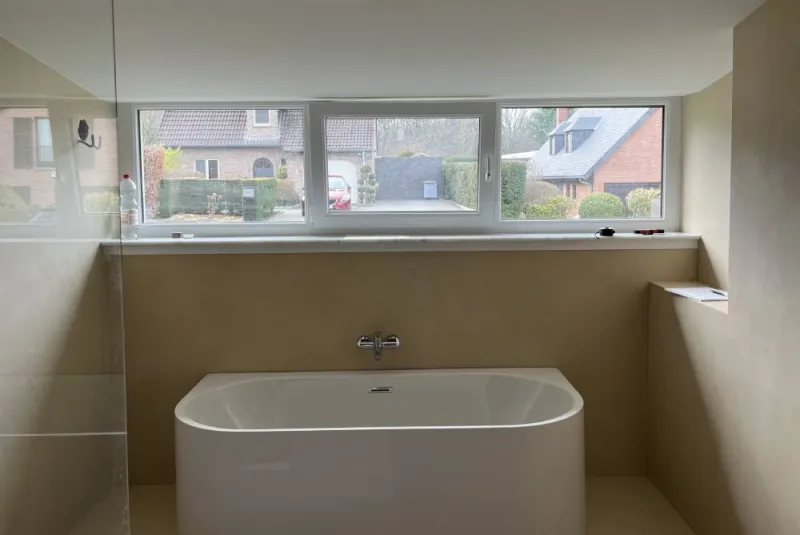 Salle de bains en mortex, baignoire îlot, D'Décor